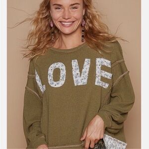 118 - POL Olive Green 'LOVE' Shirt